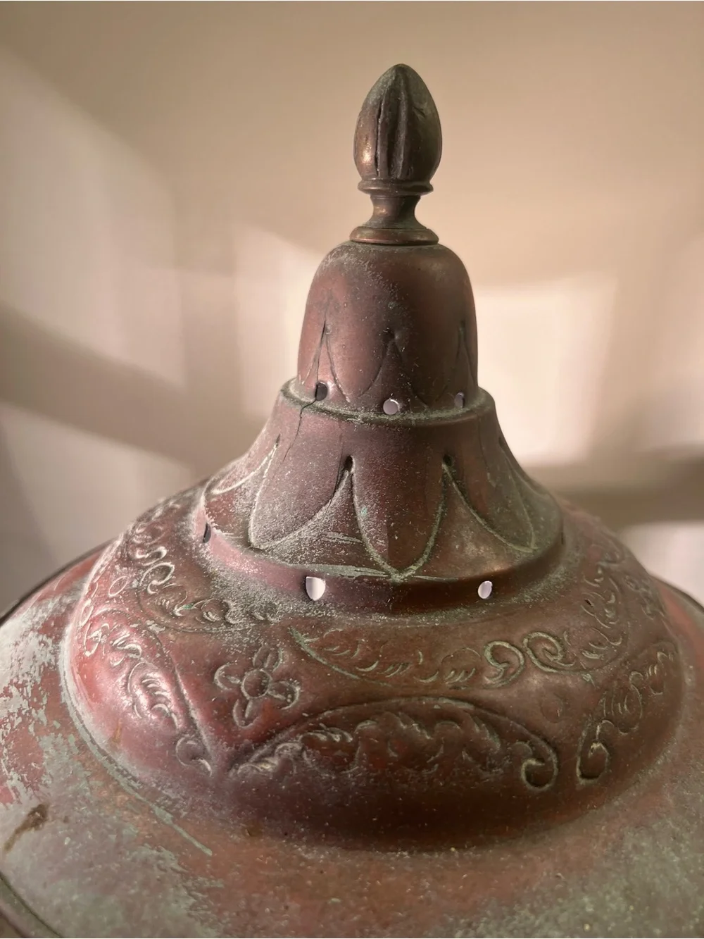 Vintage Copper Lantern Lamp - Home Accents 24.5” Tall & 9” Wide Great Patina